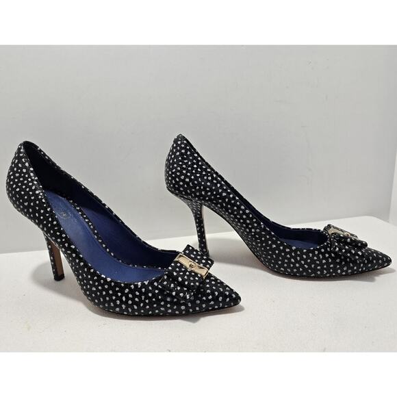 COACH Landrie Polka Dot Pointed Toe Bow Heels Black/White dots Women SZ 7 B - Picture 6 of 10